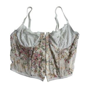 Floral Sheer Y2K Style Corset Top Romantic Size Small Kawaii Coquette